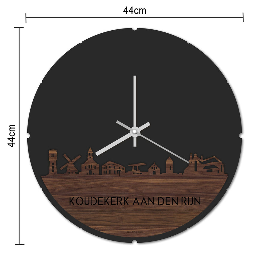 Skyline Klok Rond Koudekerk-Aan-Den-Rijn Metallic Goud gerecycled kunststof cadeau decoratie relatiegeschenk van WoodWideCities