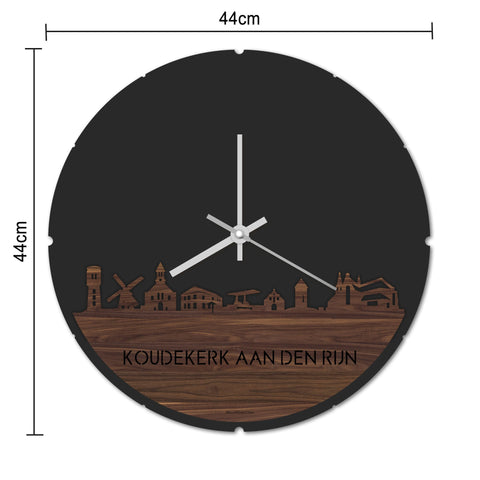 Skyline Klok Rond Koudekerk-Aan-Den-Rijn Wit glanzend gerecycled kunststof cadeau decoratie relatiegeschenk van WoodWideCities