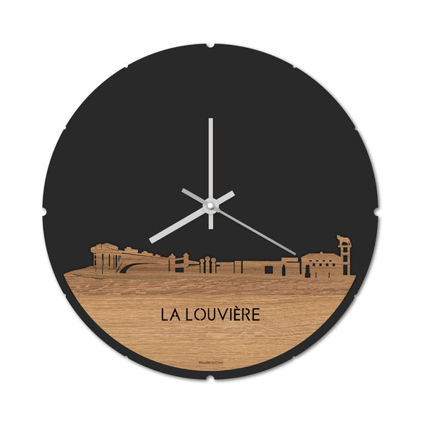 Skyline Klok La Louvière Eiken houten cadeau decoratie relatiegeschenk van WoodWideCities