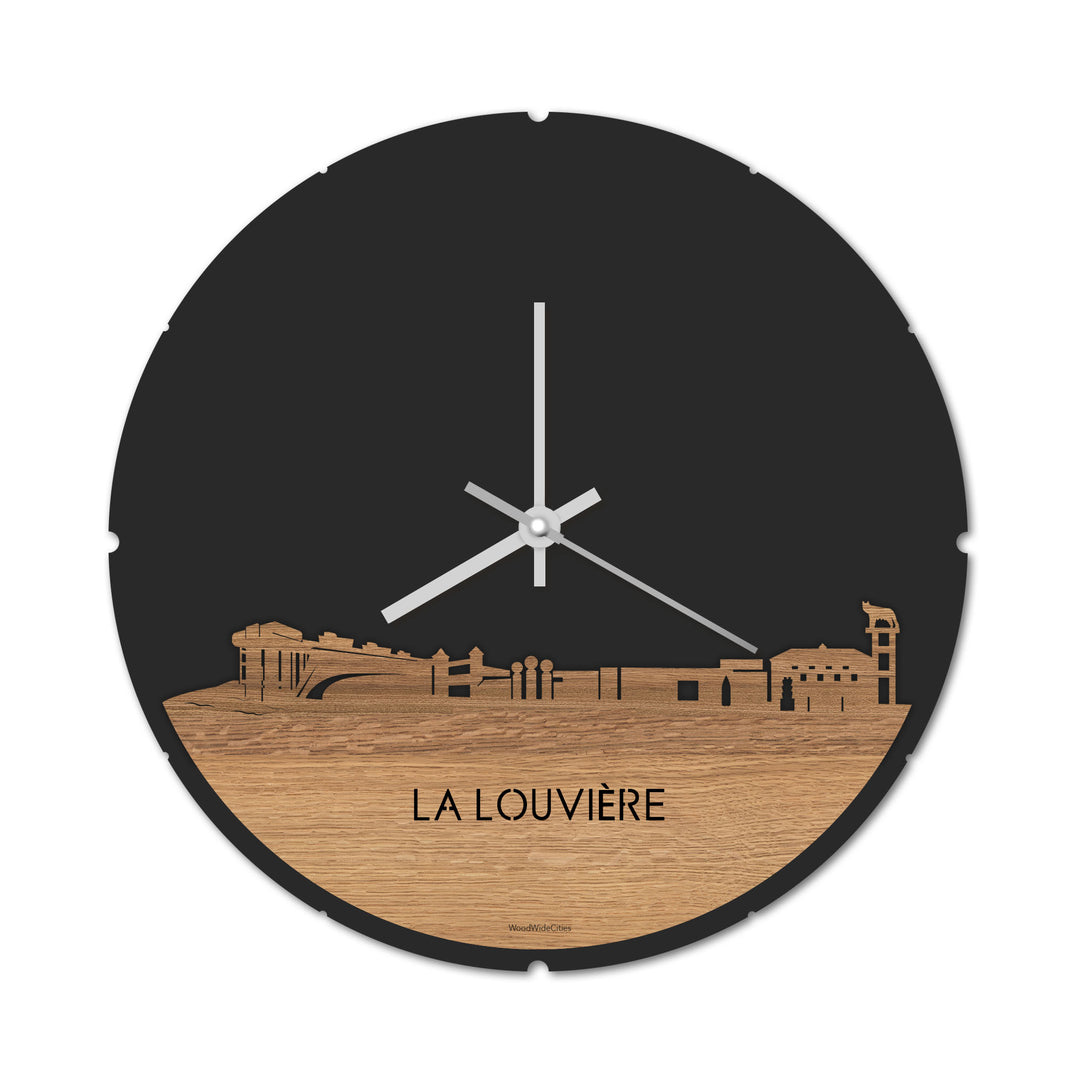 Skyline Klok La Louvière Eiken houten cadeau decoratie relatiegeschenk van WoodWideCities