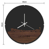 Skyline Klok Rond La Louvière Palissander houten cadeau decoratie relatiegeschenk van WoodWideCities