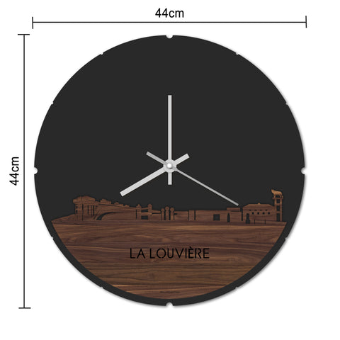 Skyline Klok Rond La Louvière Palissander houten cadeau decoratie relatiegeschenk van WoodWideCities