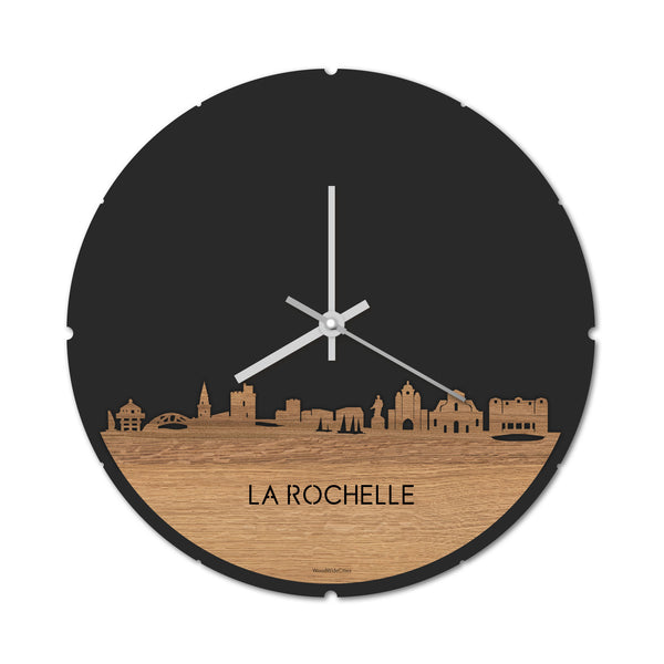 Skyline Klok La Rochelle Eiken houten cadeau decoratie relatiegeschenk van WoodWideCities