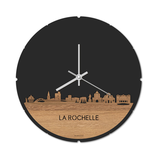 Skyline Klok La Rochelle Eiken houten cadeau decoratie relatiegeschenk van WoodWideCities