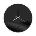 Skyline Klok Rond Laren Zwart Glanzend