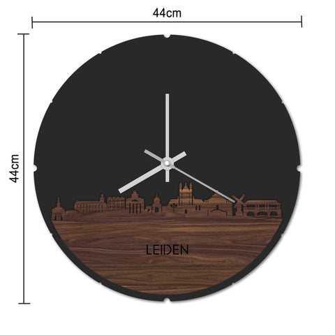 Skyline Klok Rond Leiden Palissander houten cadeau decoratie relatiegeschenk van WoodWideCities