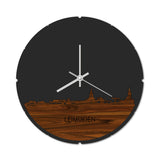 Skyline Klok Rond Leimuiden Palissander houten cadeau decoratie relatiegeschenk van WoodWideCities