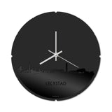 Skyline Klok Rond Lelystad Zwart Glanzend