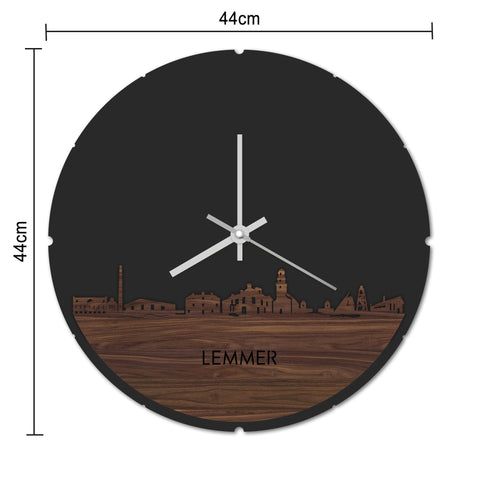 Skyline Klok Rond Lemmer Eiken houten cadeau decoratie relatiegeschenk van WoodWideCities