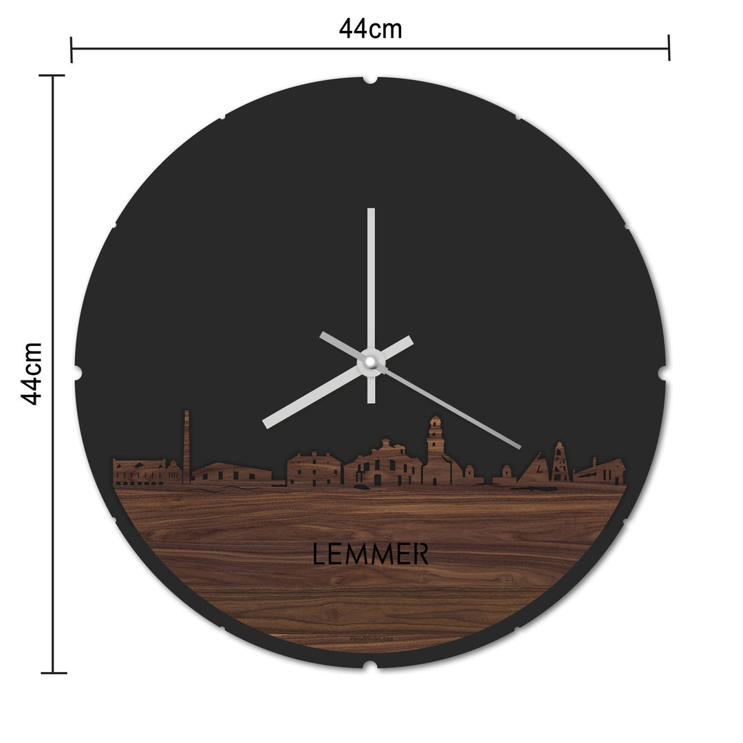 Skyline Klok Rond Lemmer Palissander houten cadeau decoratie relatiegeschenk van WoodWideCities