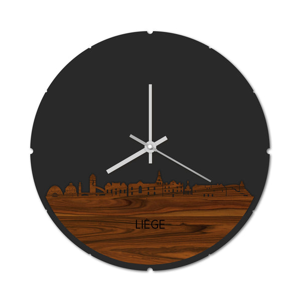 Skyline Klok Rond Liège Palissander houten cadeau decoratie relatiegeschenk van WoodWideCities