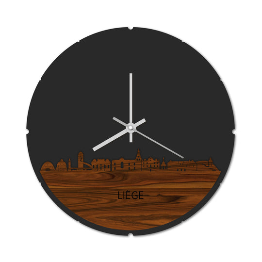 Skyline Klok Rond Liège Palissander houten cadeau decoratie relatiegeschenk van WoodWideCities