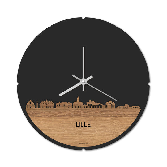 Skyline Klok Lille Eiken houten cadeau decoratie relatiegeschenk van WoodWideCities