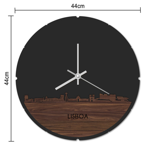 Skyline Klok Rond Lisboa Bamboe houten cadeau decoratie relatiegeschenk van WoodWideCities