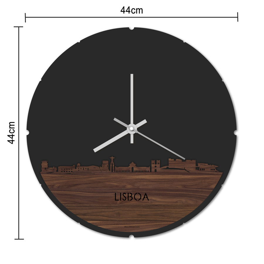 Skyline Klok Rond Lisboa Bamboe houten cadeau decoratie relatiegeschenk van WoodWideCities