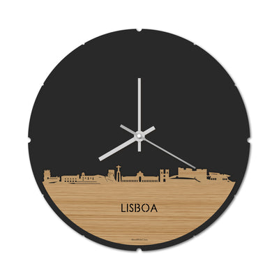 Skyline Klok Rond Lisboa Bamboe