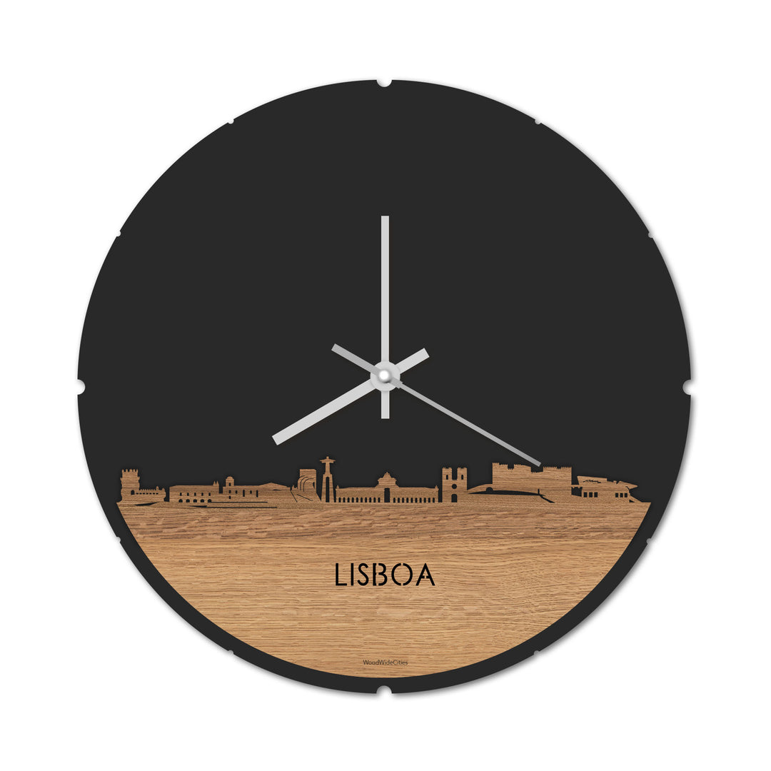 Skyline Klok Lisboa Eiken houten cadeau decoratie relatiegeschenk van WoodWideCities