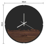 Skyline Klok Rond Lisboa Palissander houten cadeau decoratie relatiegeschenk van WoodWideCities