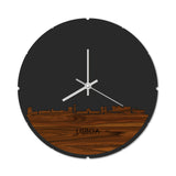 Skyline Klok Rond Lisboa Palissander houten cadeau decoratie relatiegeschenk van WoodWideCities