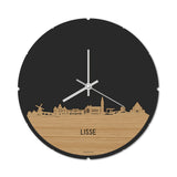Skyline Klok Rond Lisse Bamboe houten cadeau decoratie relatiegeschenk van WoodWideCities