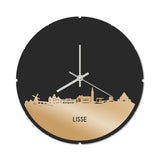 Skyline Klok Rond Lisse Metallic Goud gerecycled kunststof cadeau decoratie relatiegeschenk van WoodWideCities