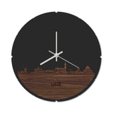 Skyline Klok Rond Lisse Noten houten cadeau decoratie relatiegeschenk van WoodWideCities