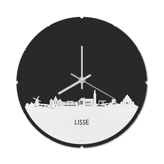 Skyline Klok Rond Lisse Wit glanzend gerecycled kunststof cadeau decoratie relatiegeschenk van WoodWideCities