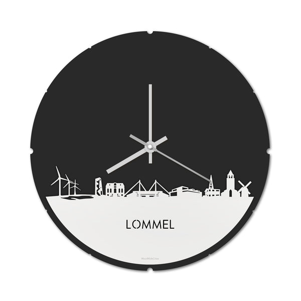 Skyline Klok Rond Lommel Wit glanzend gerecycled kunststof cadeau decoratie relatiegeschenk van WoodWideCities