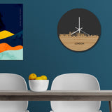 Skyline Klok Rond London Bamboe houten cadeau decoratie relatiegeschenk van WoodWideCities