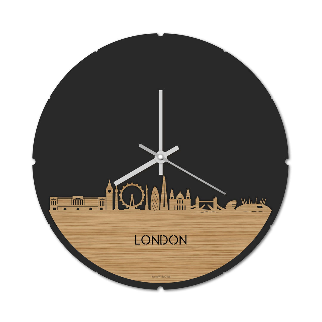Skyline Klok Rond London Bamboe houten cadeau decoratie relatiegeschenk van WoodWideCities