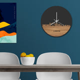 Skyline Klok Rond London Eiken houten cadeau decoratie relatiegeschenk van WoodWideCities