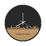 Skyline Klok Rond Loon op Zand Bamboe houten cadeau decoratie relatiegeschenk van WoodWideCities
