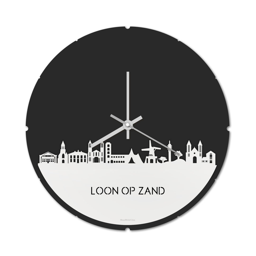 Skyline Klok Rond Loon op Zand Wit glanzend gerecycled kunststof cadeau decoratie relatiegeschenk van WoodWideCities