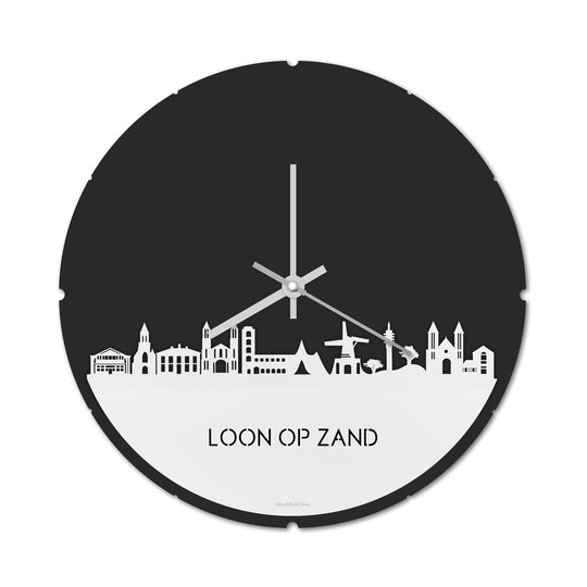 Skyline Klok Rond Loon op Zand Wit glanzend gerecycled kunststof cadeau decoratie relatiegeschenk van WoodWideCities