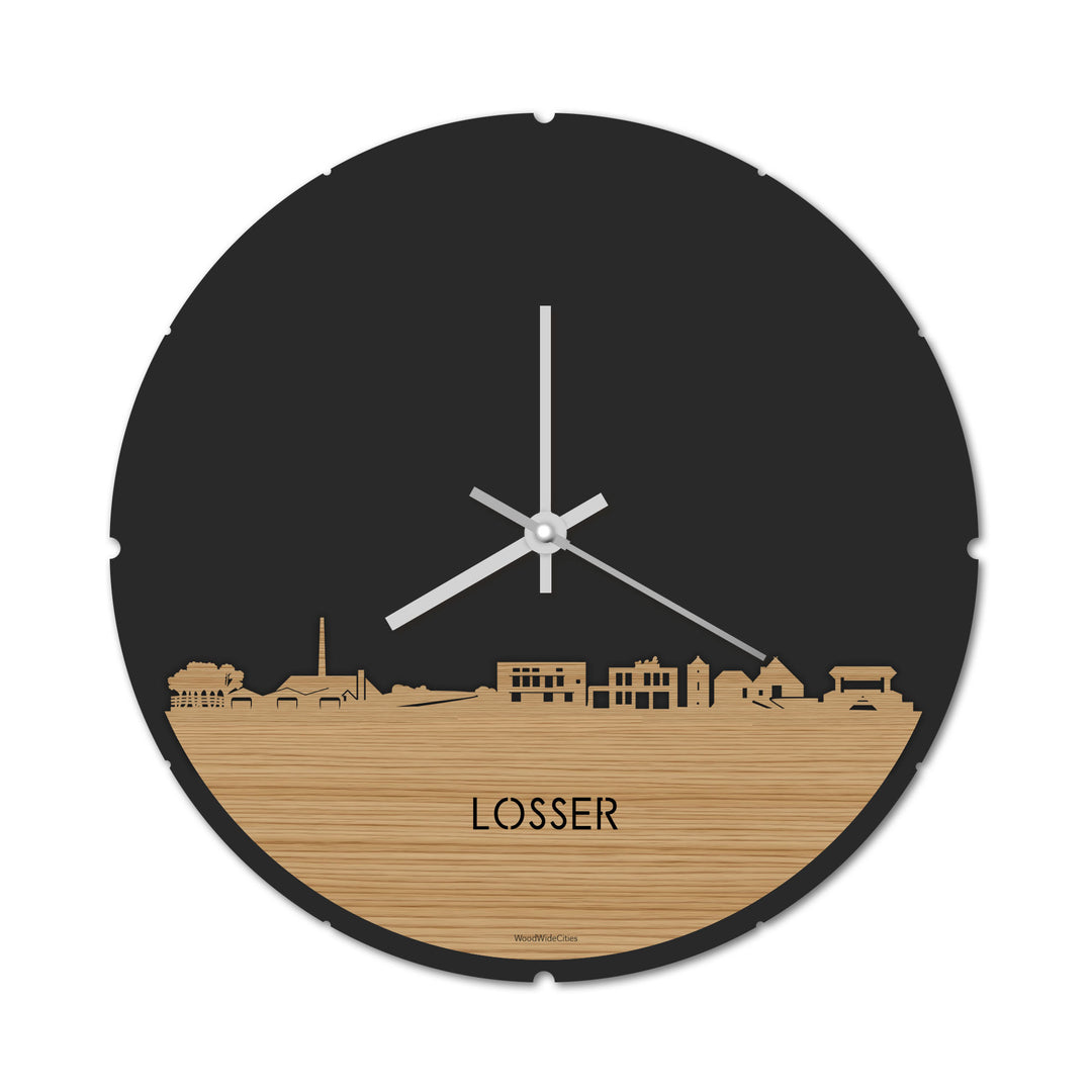Skyline Klok Rond Losser Bamboe houten cadeau decoratie relatiegeschenk van WoodWideCities