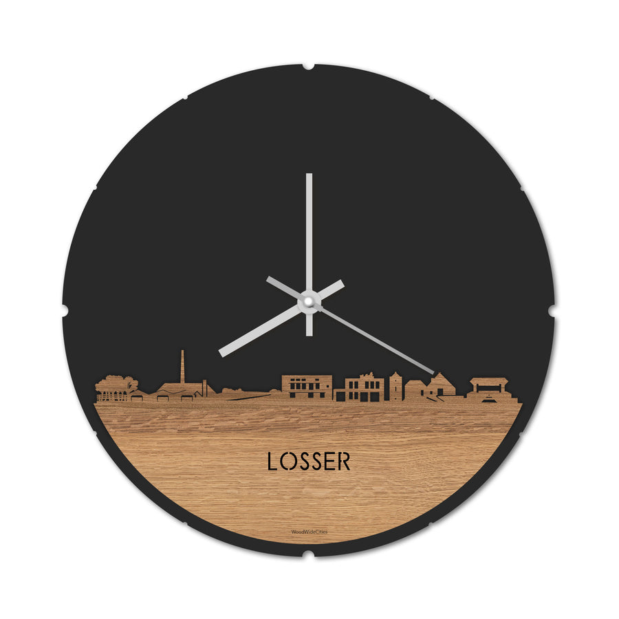 Skyline Klok Losser Eiken houten cadeau decoratie relatiegeschenk van WoodWideCities