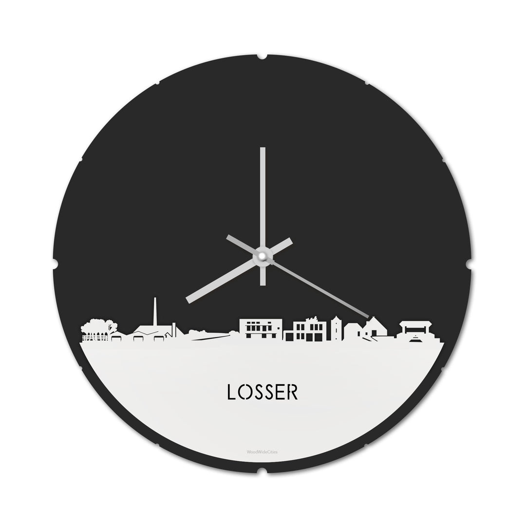 Skyline Klok Rond Losser Wit glanzend gerecycled kunststof cadeau decoratie relatiegeschenk van WoodWideCities