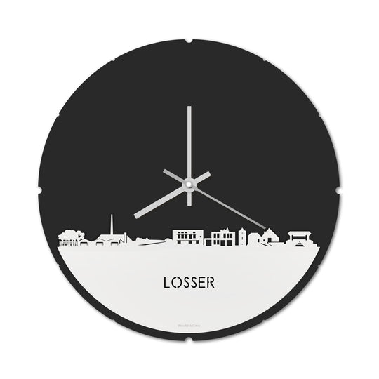 Skyline Klok Rond Losser Wit glanzend gerecycled kunststof cadeau decoratie relatiegeschenk van WoodWideCities