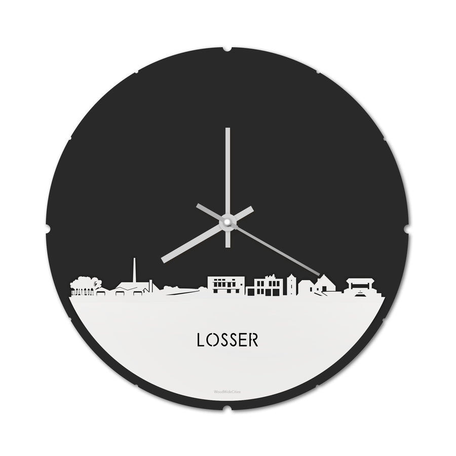 Skyline Klok Rond Losser Wit glanzend gerecycled kunststof cadeau decoratie relatiegeschenk van WoodWideCities
