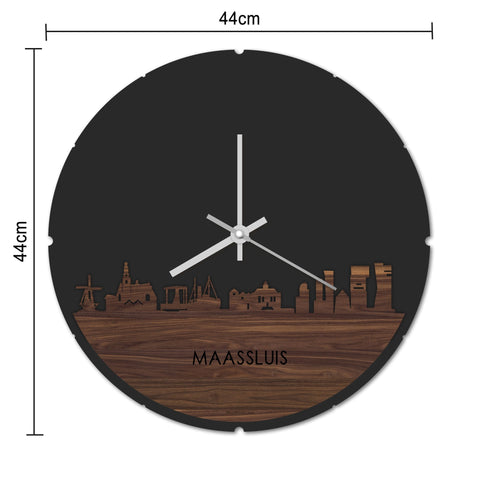 Skyline Klok Rond Maassluis Metallic Goud gerecycled kunststof cadeau decoratie relatiegeschenk van WoodWideCities