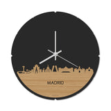 Skyline Klok Rond Madrid Bamboe