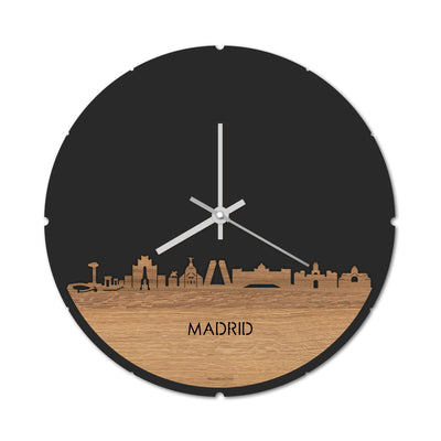 Skyline Clock Round Madrid Oak
