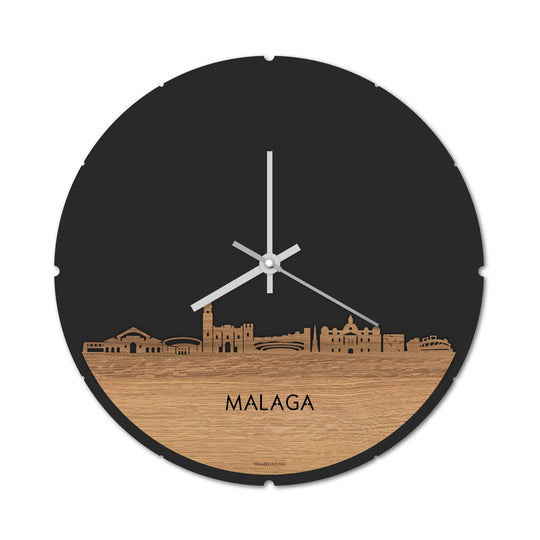 Skyline Klok Malaga Eiken houten cadeau decoratie relatiegeschenk van WoodWideCities