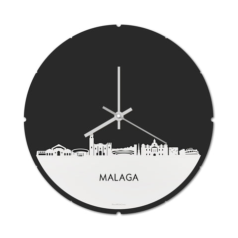 Skyline Klok Rond Malaga Wit glanzend gerecycled kunststof cadeau decoratie relatiegeschenk van WoodWideCities