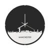 Skyline Klok Rond Manchester Wit glanzend gerecycled kunststof cadeau decoratie relatiegeschenk van WoodWideCities