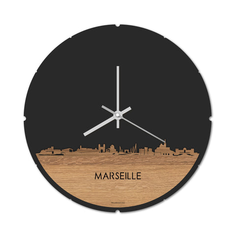 Skyline Klok Marseille Eiken houten cadeau decoratie relatiegeschenk van WoodWideCities