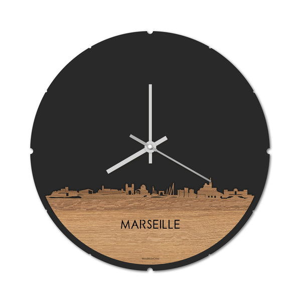 Skyline Klok Marseille Eiken houten cadeau decoratie relatiegeschenk van WoodWideCities