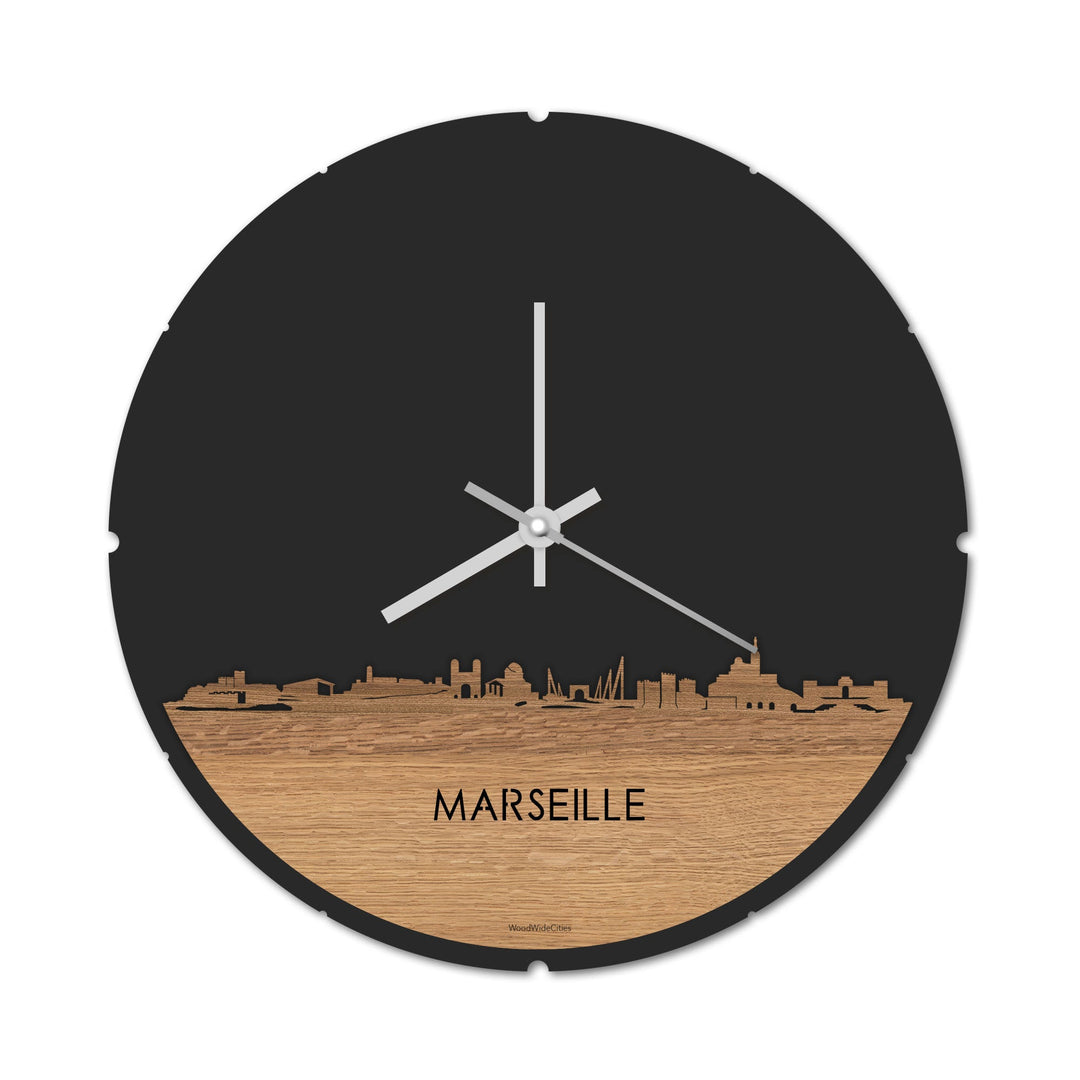Skyline Klok Marseille Eiken houten cadeau decoratie relatiegeschenk van WoodWideCities