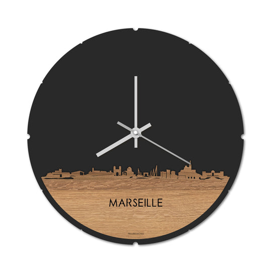 Skyline Klok Marseille Eiken houten cadeau decoratie relatiegeschenk van WoodWideCities