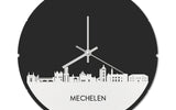 Skyline Klok Rond Mechelen Wit Glanzend